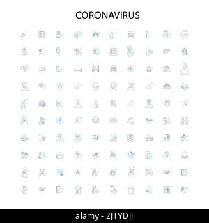 coronavirus icons, signs, outline symbols, concept linear illustration line collection Stock Vector