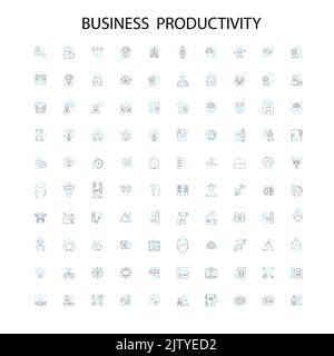 business productivity icons, signs, outline symbols, concept linear illustration line collection Stock Vector