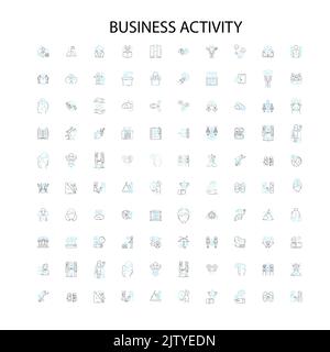 business activity icons, signs, outline symbols, concept linear illustration line collection Stock Vector