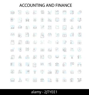 accounting and finance icons, signs, outline symbols, concept linear illustration line collection Stock Vector