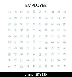 employee icons, signs, outline symbols, concept linear illustration line collection Stock Vector