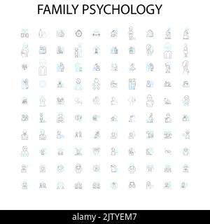 family psychology icons, signs, outline symbols, concept linear illustration line collection Stock Vector