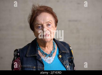 Lohheide, Germany. 02nd Sep, 2022. Holocaust survivor Aliza Gillon (84, lives in Haifa, Israel) stands at the Bergen-Belsen concentration camp memorial. In April 1945, British troops liberated Bergen-Belsen concentration camp, where more than 52,000 people died. This weekend, Bergen-Belsen concentration camp survivors from all over the world will meet at the memorial site in the Lüneburg Heath. Credit: Julian Stratenschulte/dpa/Alamy Live News Stock Photo