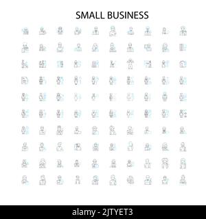 small business icons, signs, outline symbols, concept linear illustration line collection Stock Vector