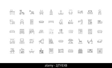Furniture ideas, linear icons, line signs set, vector collection Stock Vector