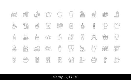 Drinks ideas, linear icons, line signs set, vector collection Stock Vector