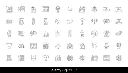 Air conditioning ideas, linear icons, line signs set, vector collection Stock Vector