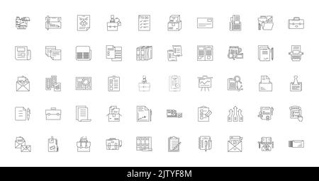 Ar?hive concept illustration, linear icons, line signs set, vector collection Stock Vector