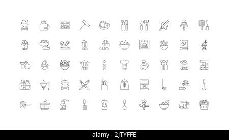Cooking ideas, linear icons, line signs set, vector collection Stock Vector