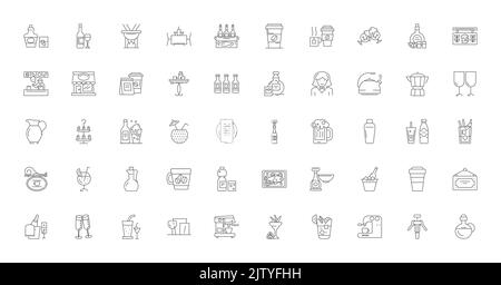 Bar ideas, linear icons, line signs set, vector collection Stock Vector