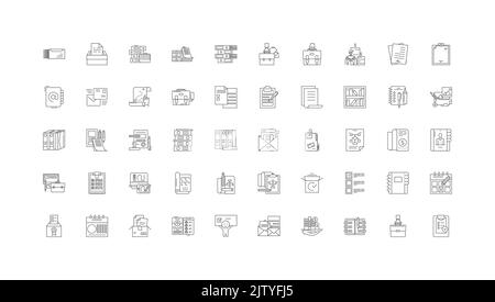 Folders and files ideas, linear icons, line signs set, vector collection Stock Vector