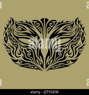 illustration of vintage elegant swirls pattern with owl carnival mask Stock Vector