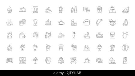 Cafe ideas, linear icons, line signs set, vector collection Stock Vector