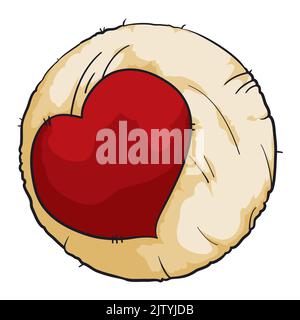 Isolated ball of yard with red heart patch stitched, over white background. Stock Vector