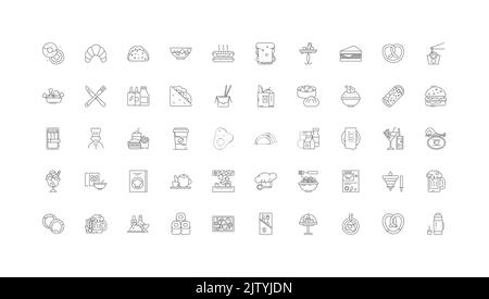 Fast food ideas, linear icons, line signs set, vector collection Stock Vector