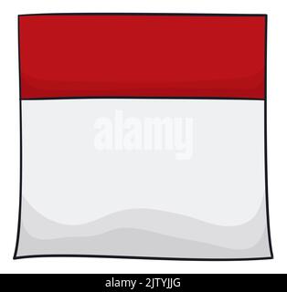 Template design with empty loose-leaf calendar in cartoon style over white background. Stock Vector