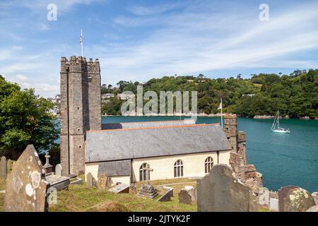 St Petroc's Church and the River Dart, Dartmouth, Devon, England. Stock Photo