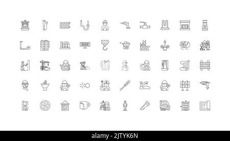 Construction set ideas, linear icons, line signs set, vector collection Stock Vector