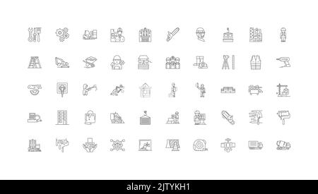 Construction ideas, linear icons, line signs set, vector collection Stock Vector