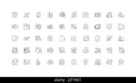 Certification ideas, linear icons, line signs set, vector collection Stock Vector