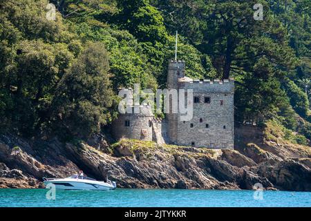 Kingswear Castle is an artillery fort, built to protect Dartmouth harbour in Devon, England Stock Photo