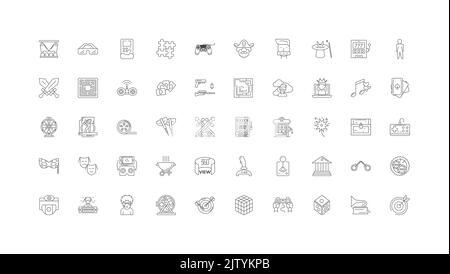 Gaming ideas, linear icons, line signs set, vector collection Stock Vector
