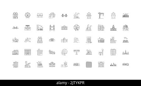City ideas, linear icons, line signs set, vector collection Stock Vector
