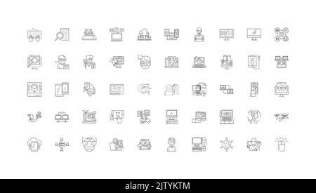 Geek nerds ideas, linear icons, line signs set, vector collection Stock Vector