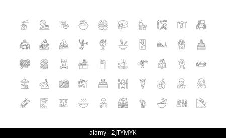 Eating ideas, linear icons, line signs set, vector collection Stock Vector