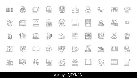 Books ideas, linear icons, line signs set, vector collection Stock Vector