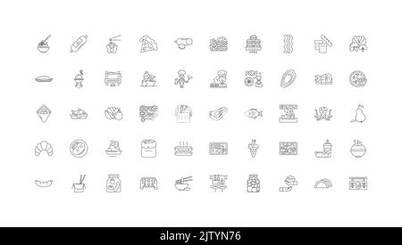 Food ideas, linear icons, line signs set, vector collection Stock Vector