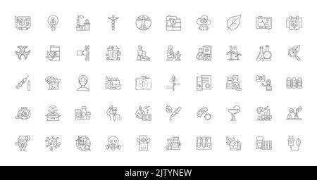 Biotechnology ideas, linear icons, line signs set, vector collection Stock Vector