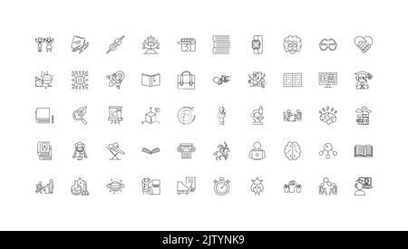 Education set ideas, linear icons, line signs set, vector collection Stock Vector