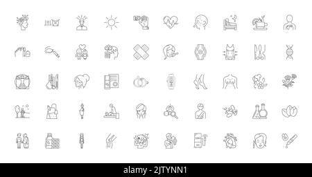 Alternative medicine ideas, linear icons, line signs set, vector collection Stock Vector