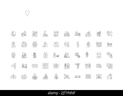 Factory ideas, linear icons, line signs set, vector collection Stock Vector