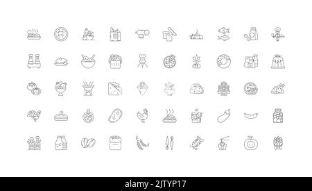 Gastronomy ideas, linear icons, line signs set, vector collection Stock Vector