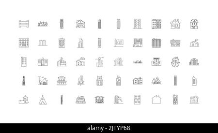 Houses ideas, linear icons, line signs set, vector collection Stock Vector