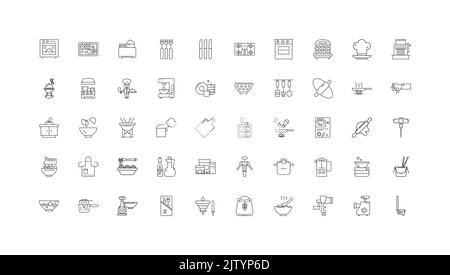 Kitchen ideas, linear icons, line signs set, vector collection Stock Vector