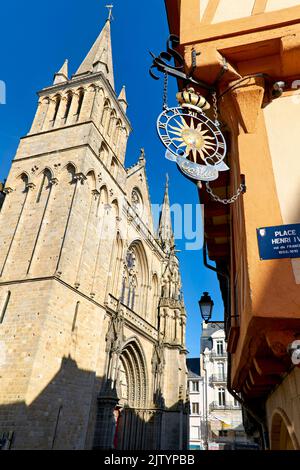 Vannes Brittany France. Saint Pierre Cathedral in Henry IV square Stock Photo