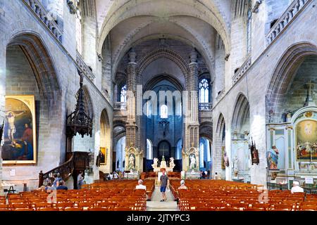 Vannes Brittany France. Saint Pierre Cathedral in Henry IV square Stock Photo