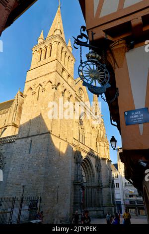 Vannes Brittany France. Saint Pierre Cathedral in Henry IV square Stock Photo