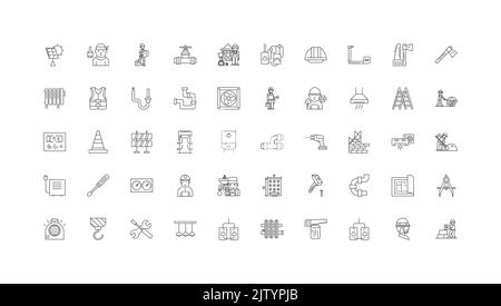 Home renovation ideas, linear icons, line signs set, vector collection Stock Vector