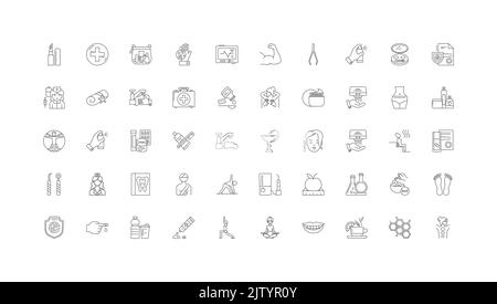 Healthcare ideas, linear icons, line signs set, vector collection Stock Vector