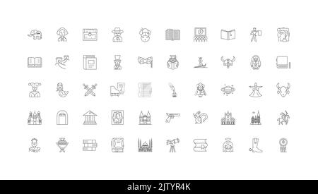 History ideas, linear icons, line signs set, vector collection Stock Vector