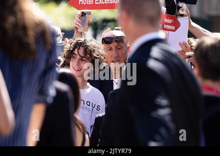 Lido Di Venezia, Italy. 02nd Sep, 2022. Timothee Chalamet leaves the photocall for 'Bones And All' at the 79th Venice International Film Festival on September 02, 2022 in Venice, Italy. © Photo: Cinzia Camela. Credit: Live Media Publishing Group/Alamy Live News Stock Photo