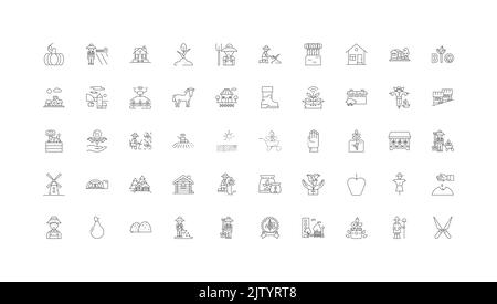 Horticulture, linear icons, line signs set, vector collection Stock Vector