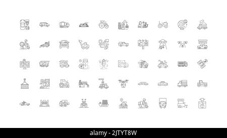 Machines ideas, linear icons, line signs set, vector collection Stock Vector