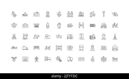 Industry set ideas, linear icons, line signs set, vector collection Stock Vector