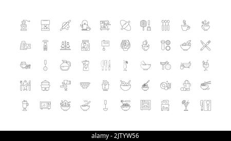 Utencils ideas, linear icons, line signs set, vector collection Stock Vector