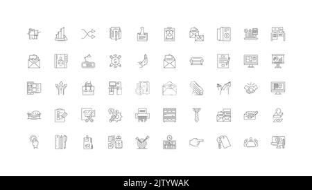 Workplace ideas, linear icons, line signs set, vector collection Stock Vector